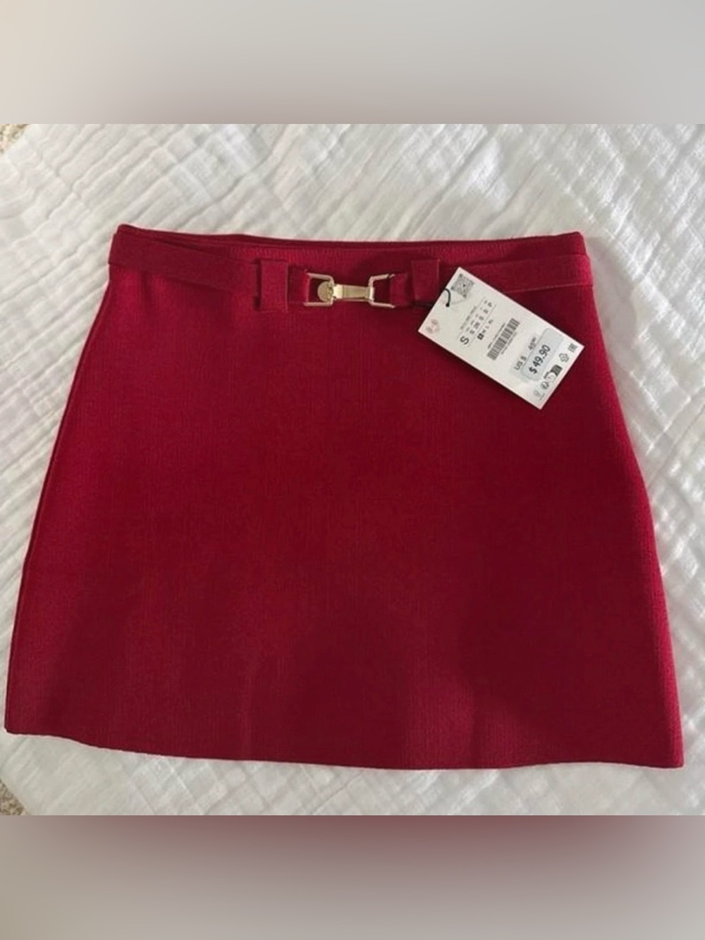 Zara Red Knit Mini Skirt